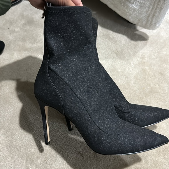 Jewel Badgley Mischka Marabel ankle booties glitter black womens 10 - Picture 4 of 11